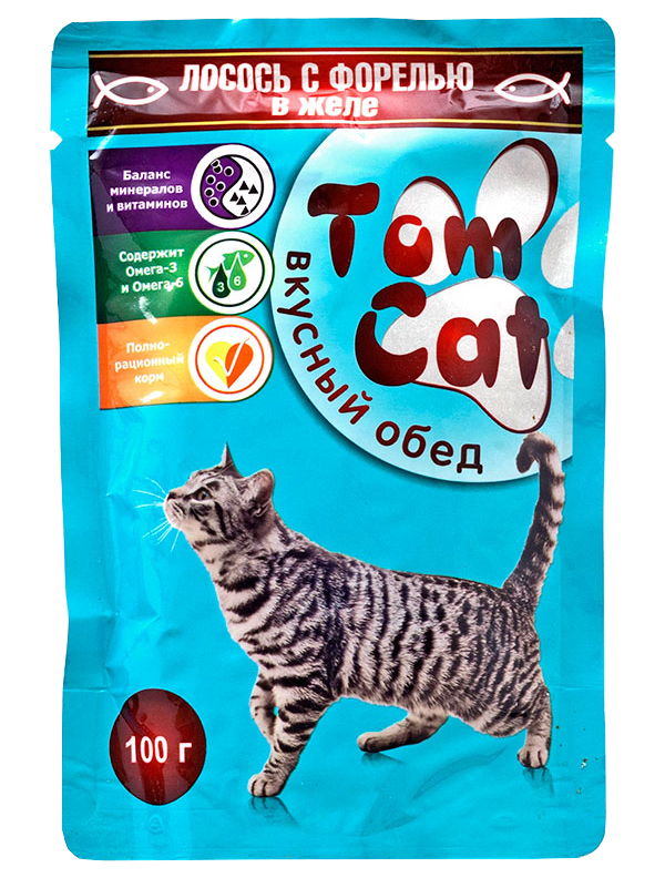 Влажный корм для кошек Tom Cat лосось с форелью, 100 г