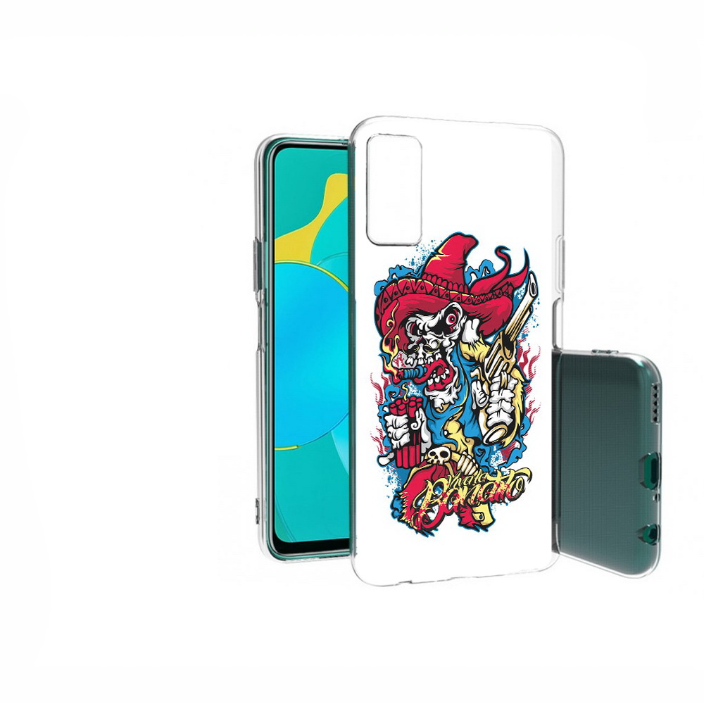 

Чехол MyPads Tocco для Huawei Honor 30S нарисованный скелет с писталетом, Прозрачный, Tocco