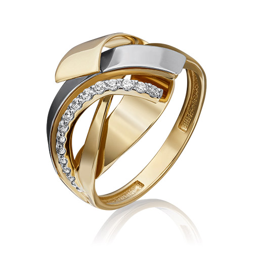 

Кольцо из комбинированного золота с фианитом р. 17 PLATINA jewelry 01-5236-00-401-1121-64, 01-5236-00-401-1121-64