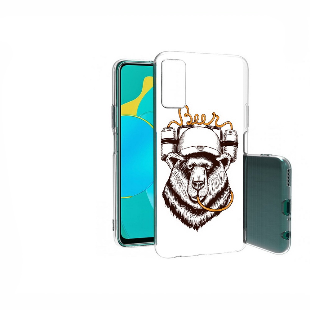 

Чехол MyPads Tocco для Huawei Honor 30S пивной медведь, Прозрачный, Tocco