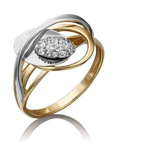 

Кольцо из комбинированного золота с фианитом р. 17 PLATINA jewelry 01-5278-00-401-1121-24, 01-5278-00-401-1121-24