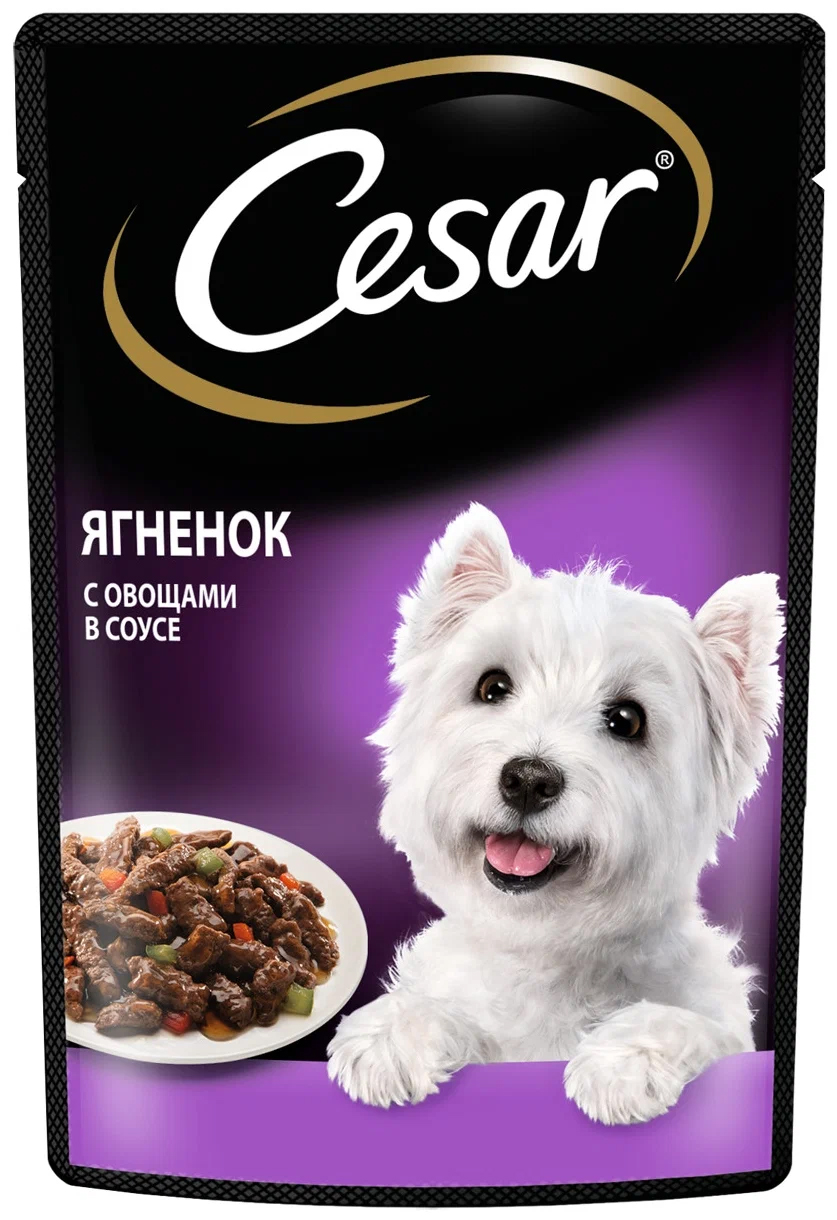 фото Влажный корм для собак cesar из ягненка с овощами, 85 г