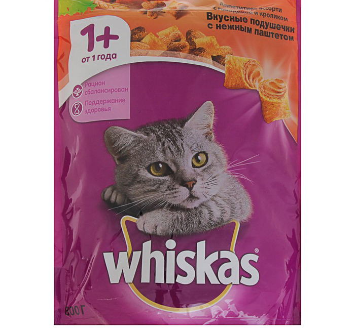

Сухой корм для кошек Whiskas Ассорти с говядиной ягненком и кроликом с паштетом 800 г