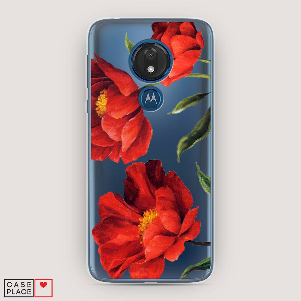 фото Силиконовый чехол "красные маки" на motorola moto g7 awog