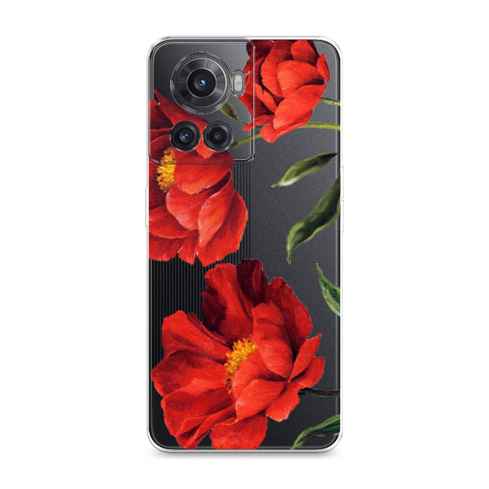 фото Силиконовый чехол "красные маки" на oneplus 10r awog