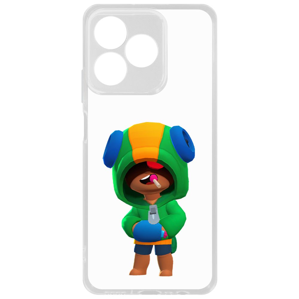 

Чехол-накладка Krutoff Clear Case Brawl Stars-Леон для Realme C63, Прозрачный