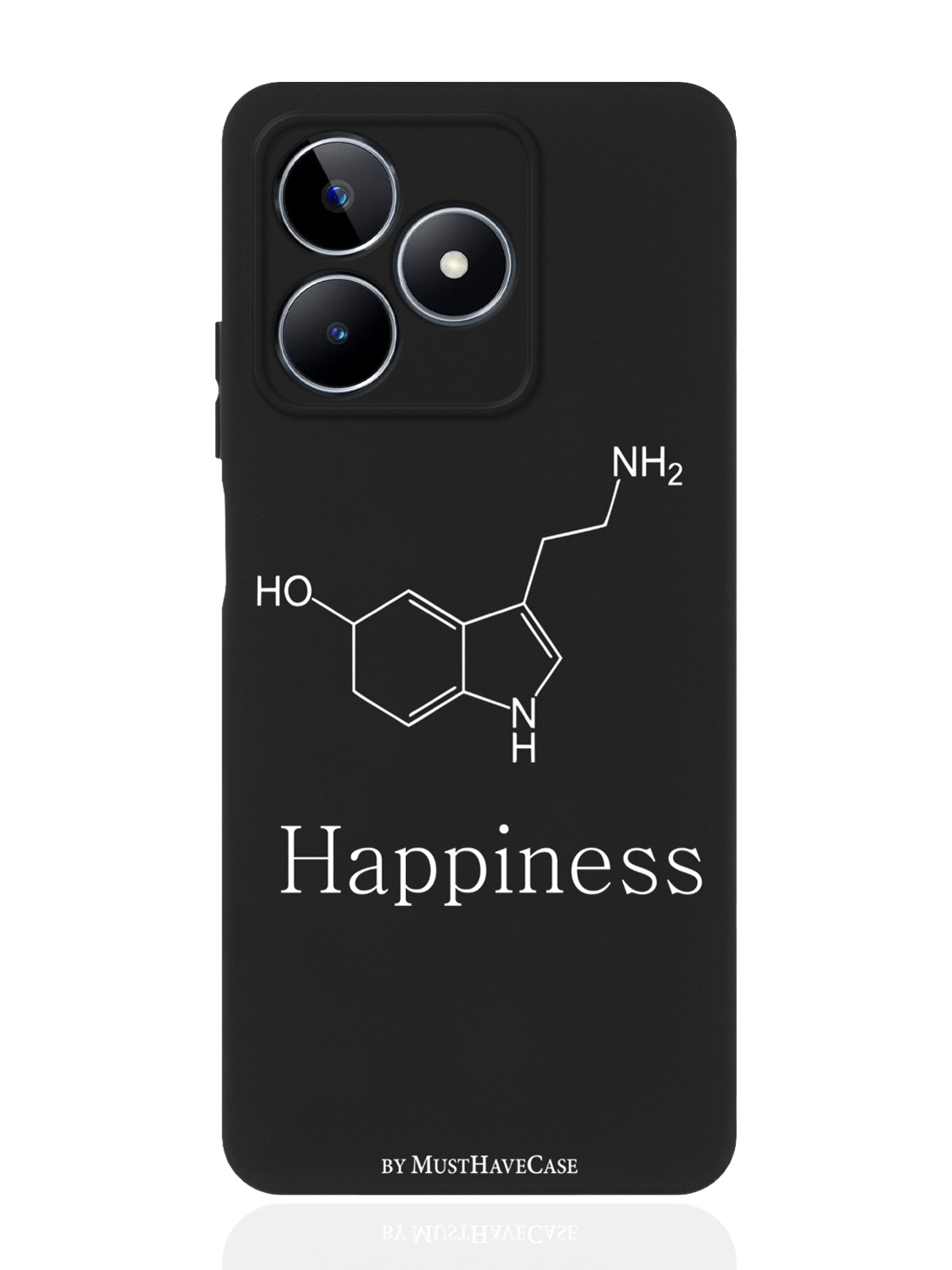 

Чехол для смартфона Realme C53/ Narzo N53 черный силиконовый Молекула счастья, Черный;белый