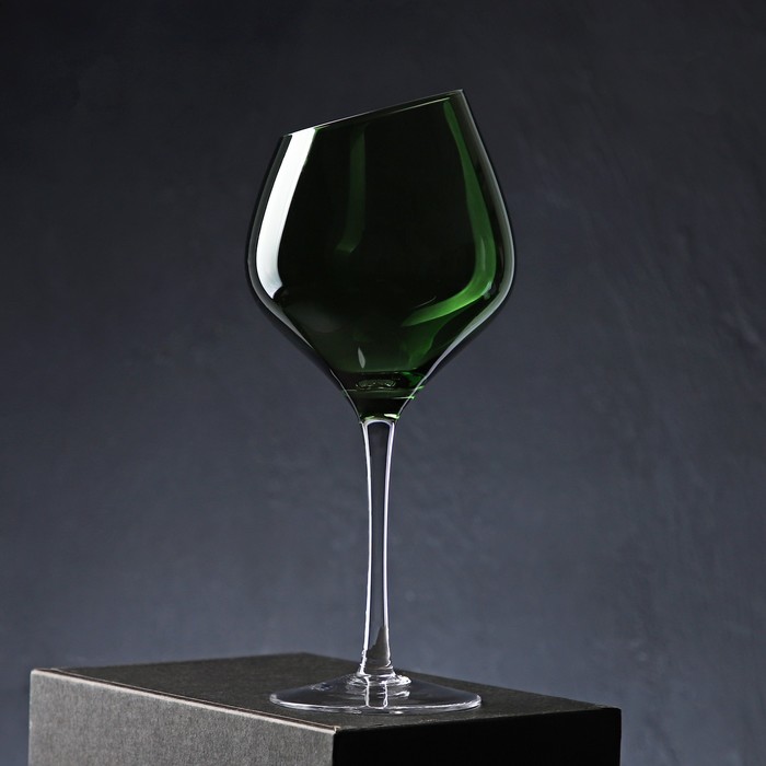 фото Бокал для вина magistro «иллюзия», 540 мл, 10?24 см, ножка прозрачная, цвет зелёный