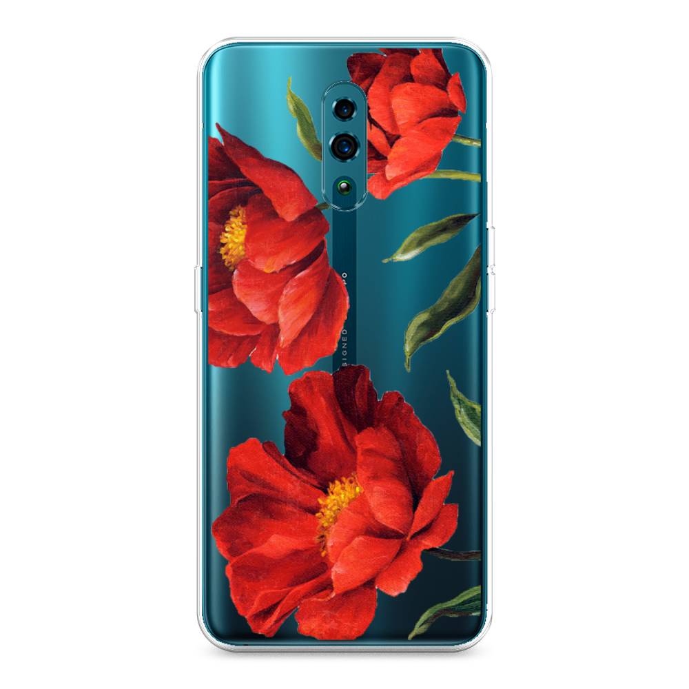 фото Силиконовый чехол "красные маки" на oppo reno awog