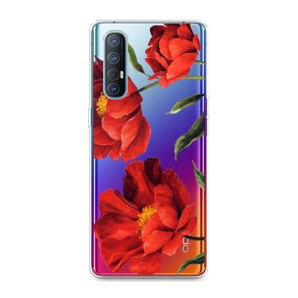 

Чехол Awog на Oppo Reno 3 Pro "Красные маки", Разноцветный, 252550-8