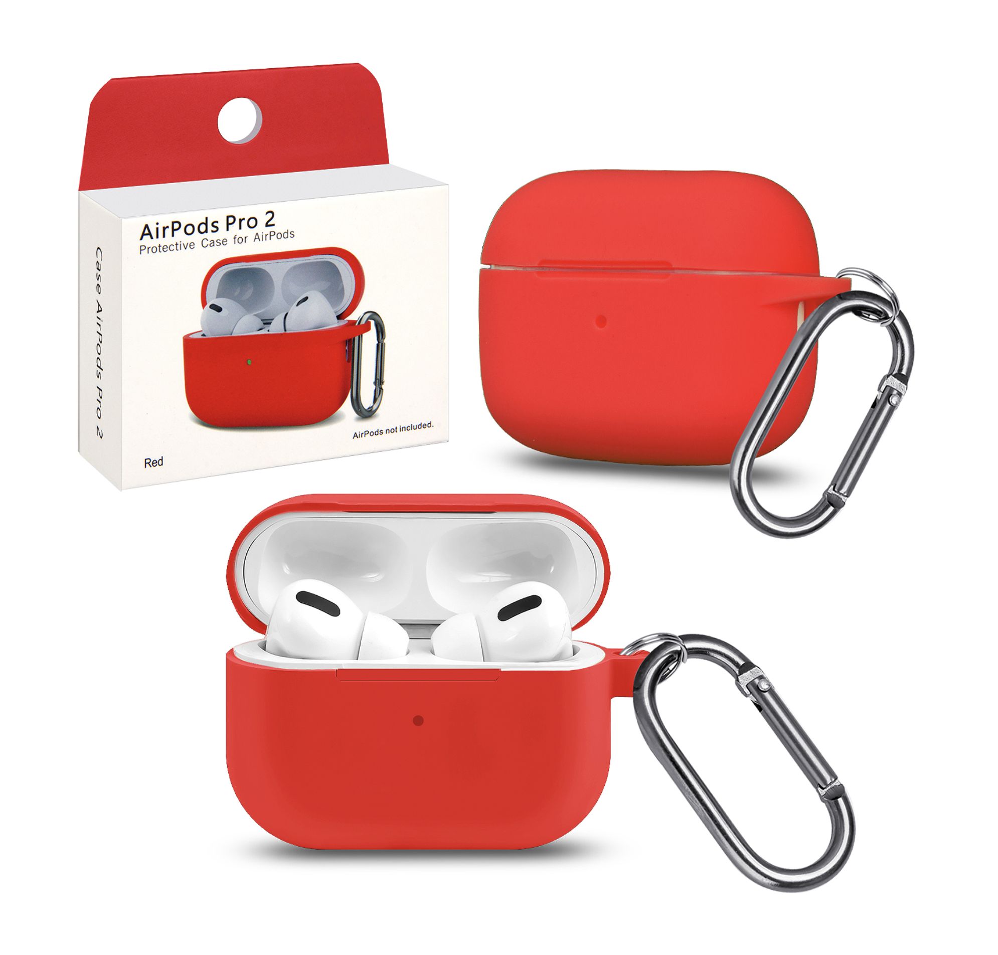 

Силиконовый чехол для Apple AirPods Pro 2 с карабином Red, Красный, Чехол силиконовый для наушников Apple AirPods Pro 2