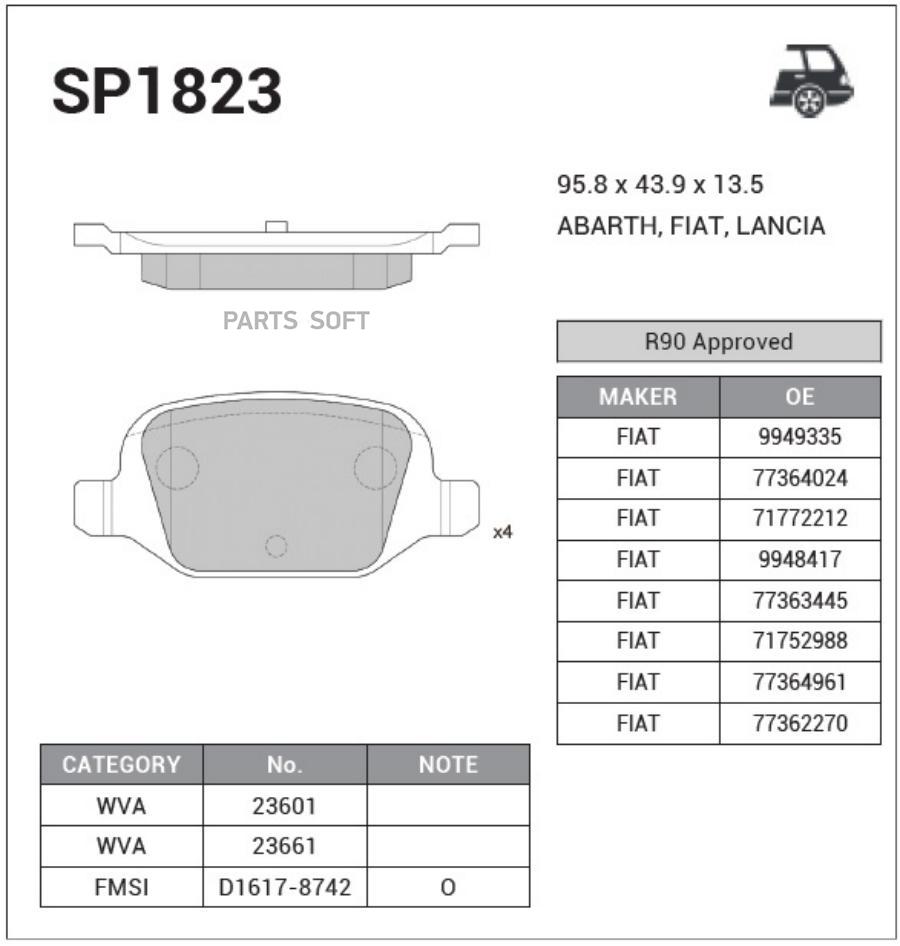 

Тормозные колодки Sangsin brake дисковые SP1823