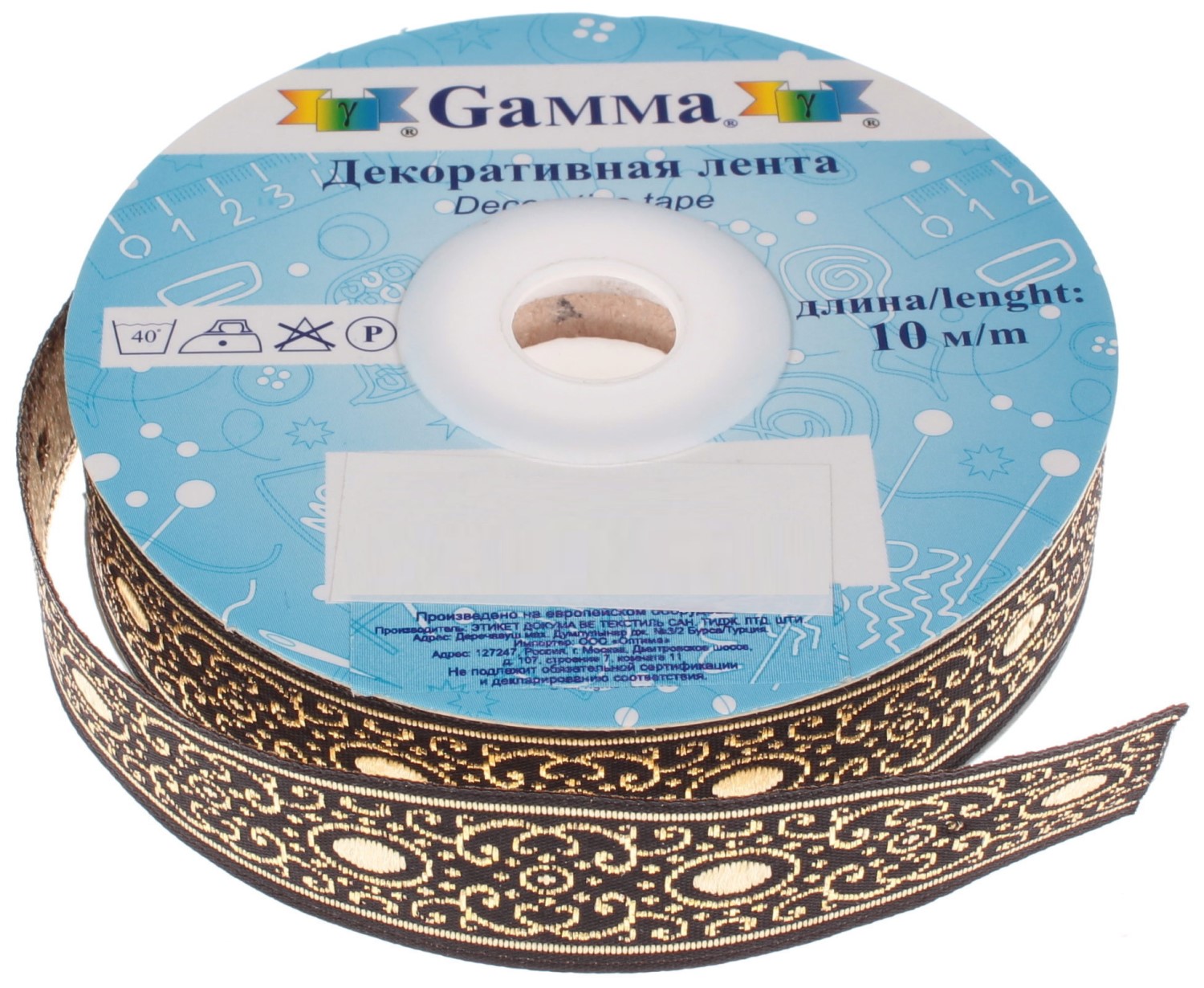 

Gamma 22 мм 10 м отделочная черная золото, Черный;золотистый, 22 мм, 10 м, отделочная, черная, золото