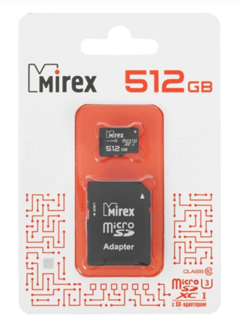 Карта памяти MIREX Micro SD 512Гб 13613-AD3UH512 5099₽