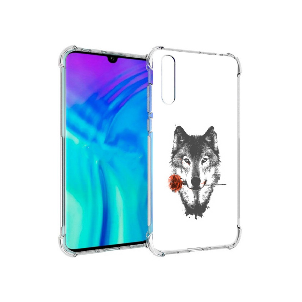 

Чехол MyPads Tocco для Huawei Enjoy 10s волк с розой, Прозрачный, Tocco