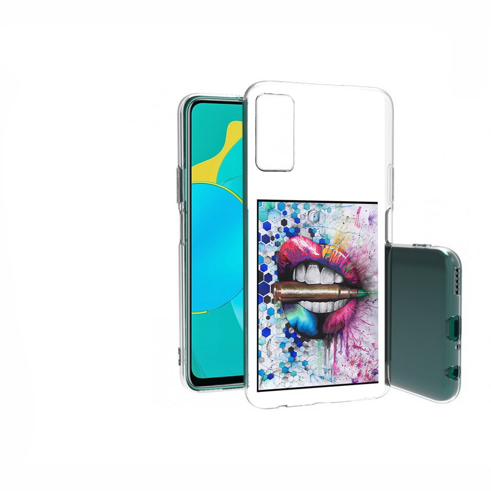 Чехол MyPads Tocco для Huawei Honor 30S разноцветные губы с пулей