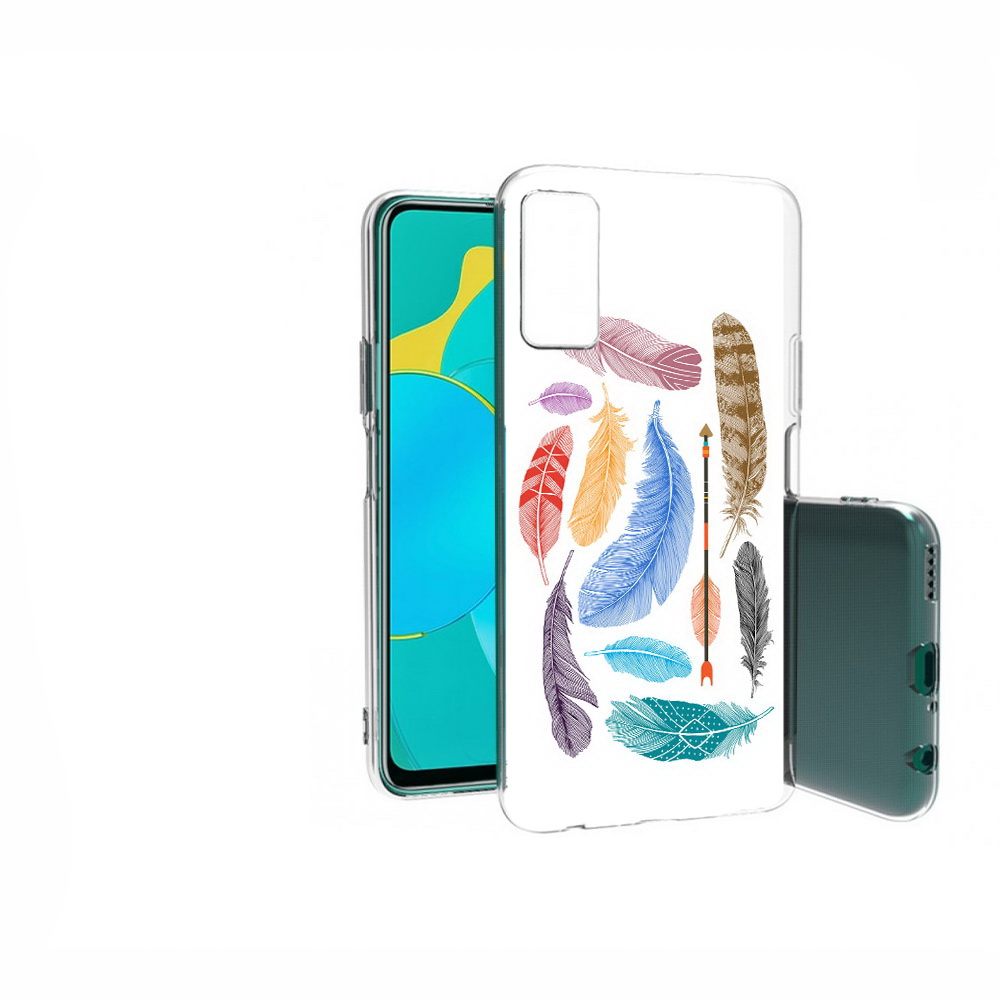 

Чехол MyPads Tocco для Huawei Honor 30S разноцветные перья, Прозрачный, Tocco