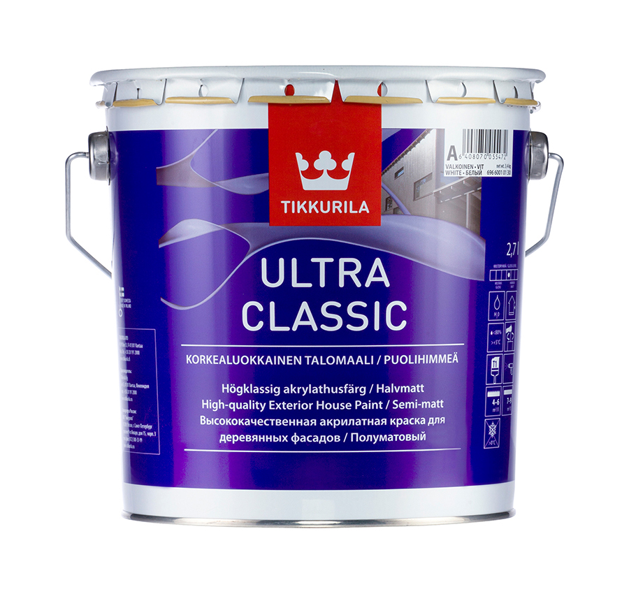 фото Краска фасадная tikkurila ultra classic полиакрилатная эластичная база а, 2,7 л