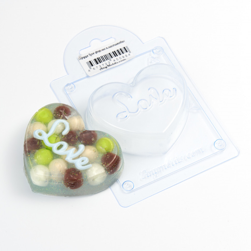 

Сердце Love форма из пластика для мыла, шоколада AnyMolds