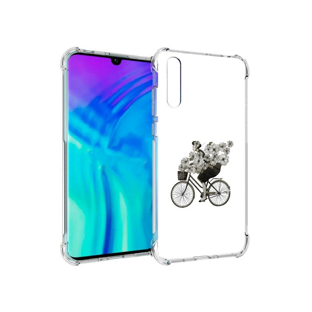 Чехол MyPads Tocco для Huawei Enjoy 10s девушка на велосипеде с цветами