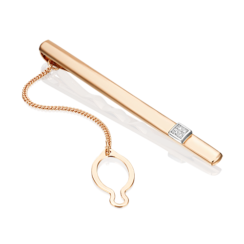 Зажим для галстука из ювелирного сплава с фианитом PLATINA jewelry 09-0046-00-401-1111-03