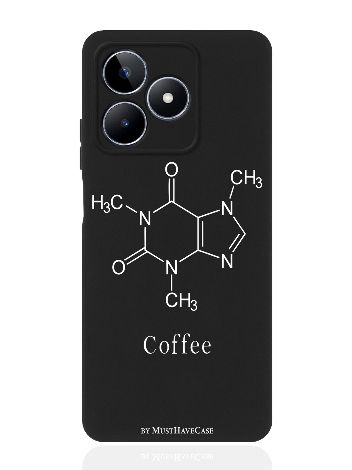 

Чехол для смартфона Realme C53/ Narzo N53 черный силиконовый Молекула кофе, Черный;белый