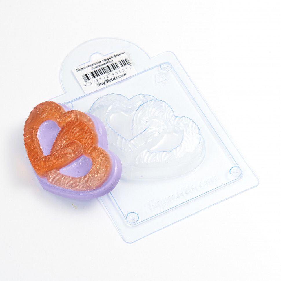 

Переплетенные сердца форма из пластика для мыла, шоколада AnyMolds