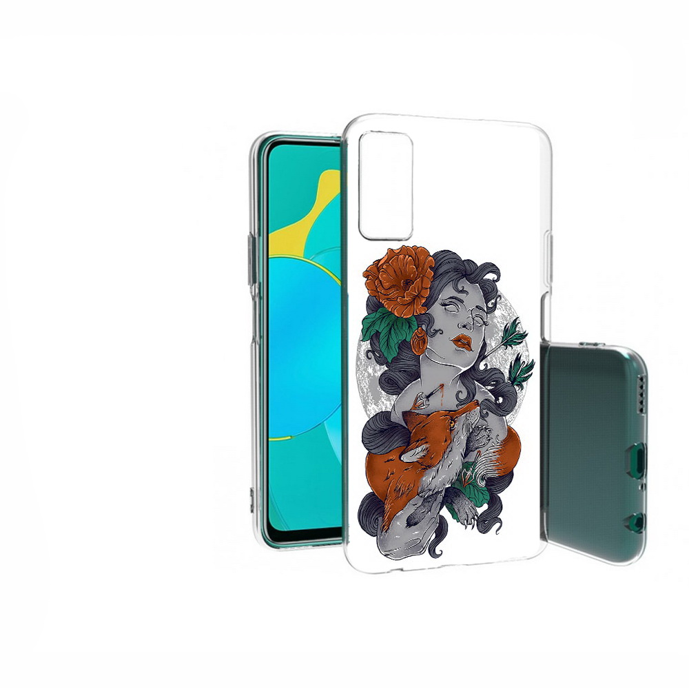 

Чехол MyPads Tocco для Huawei Honor 30S темная девушка с лисой, Прозрачный, Tocco