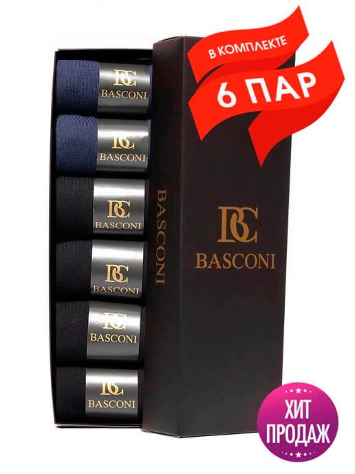 Комплект носков мужских Basconi NSK8111BC42 разноцветных 27-29 6 пар 1518₽