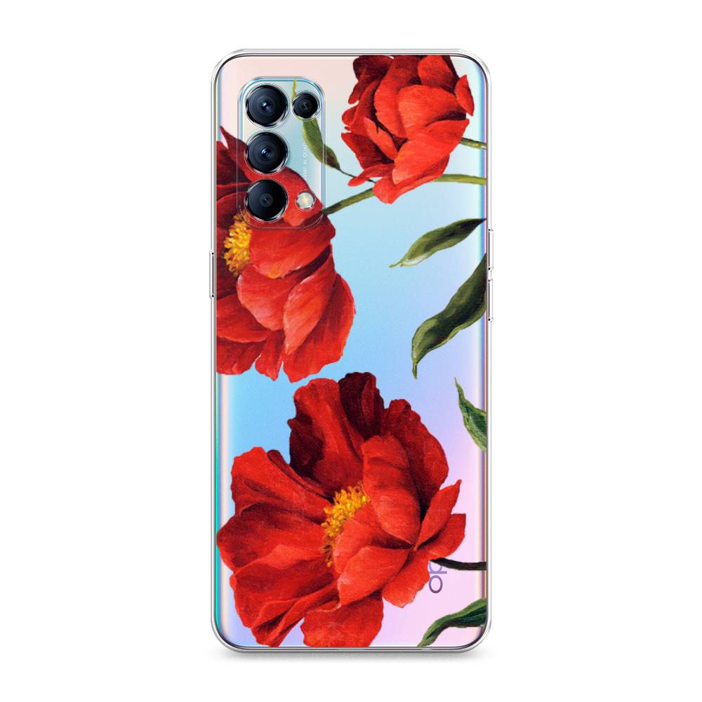 фото Силиконовый чехол "красные маки" на oppo reno 5 awog