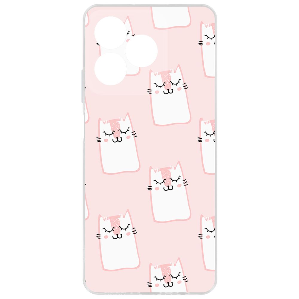 

Чехол-накладка Krutoff Clear Case Котики паттерн для Realme C63, Прозрачный
