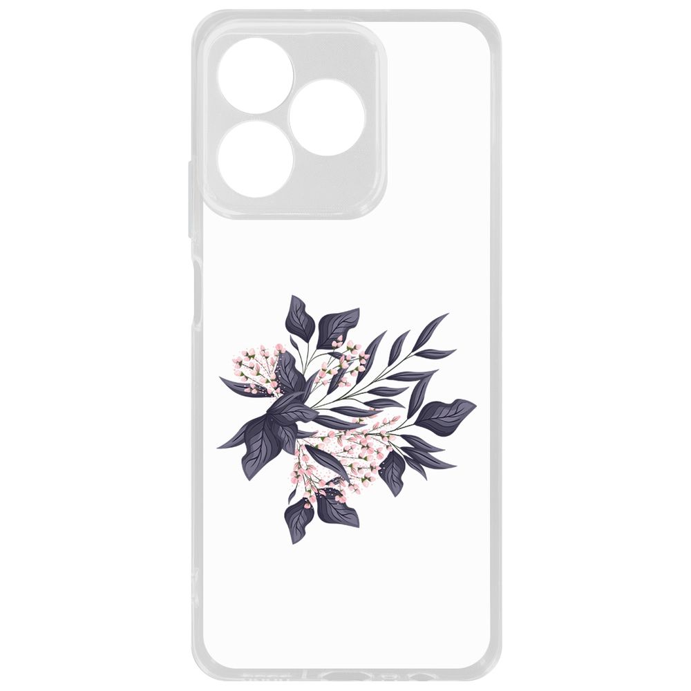 

Чехол-накладка Krutoff Clear Case Розовые бутоны для Realme C63, Прозрачный