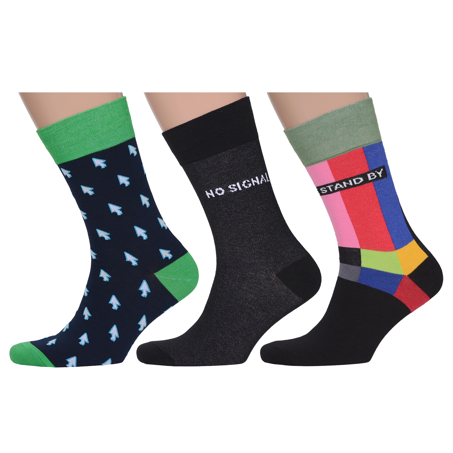 фото Комплект носков мужских moscowsocksclub msk3-м26 синих; серых; черных; зеленых; красных 25