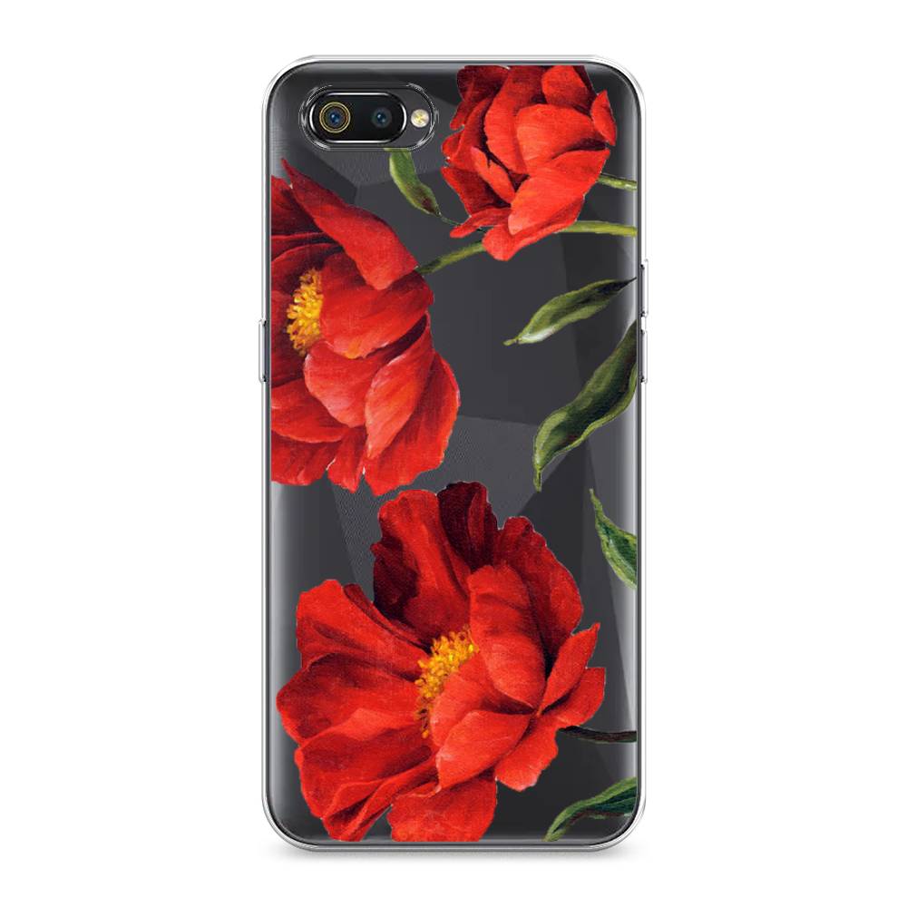 фото Силиконовый чехол "красные маки" на realme c2 awog