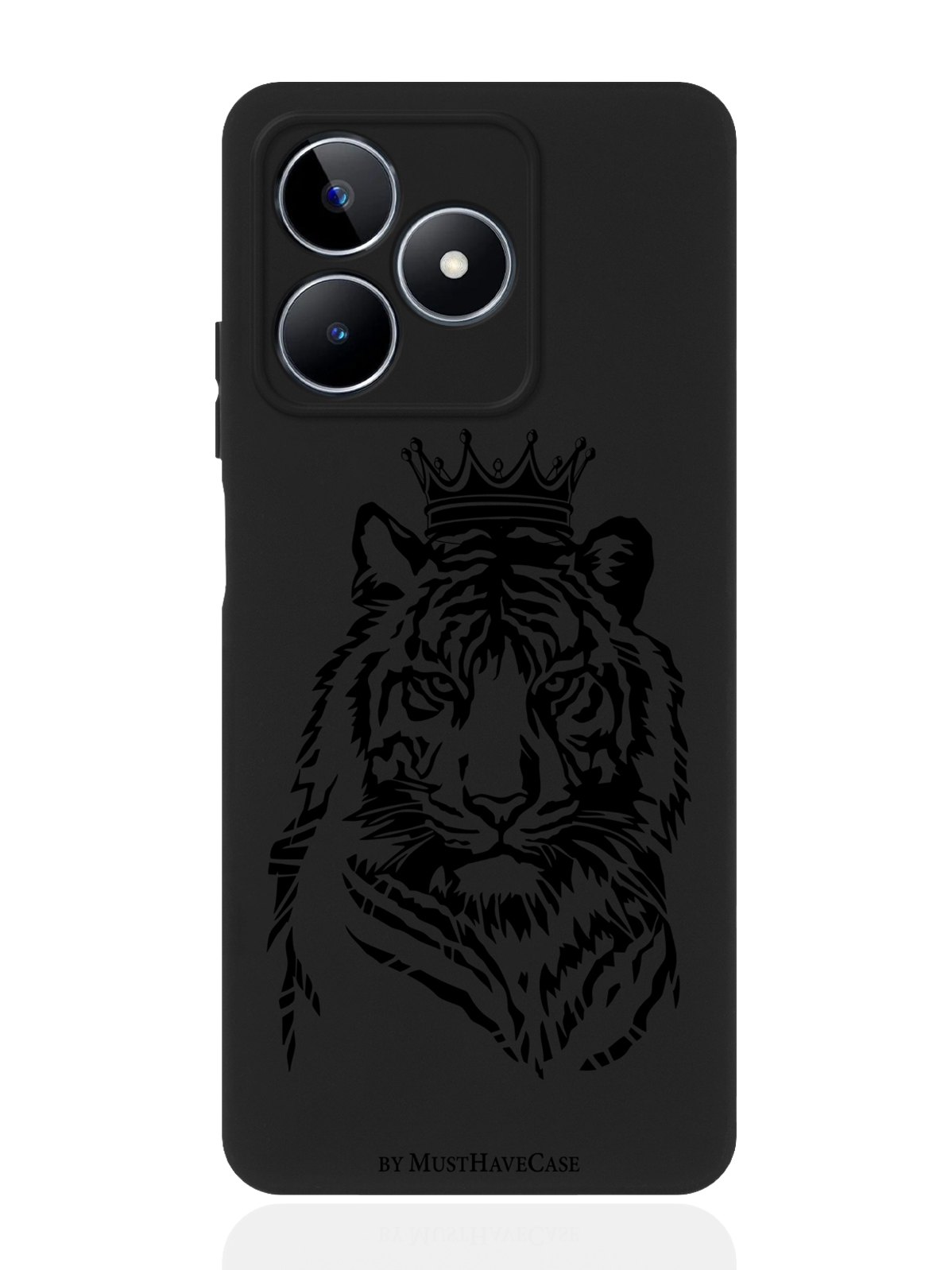 

Чехол для смартфона Realme C53/ Narzo N53 черный силиконовый Тигр с Короной, Черный;белый