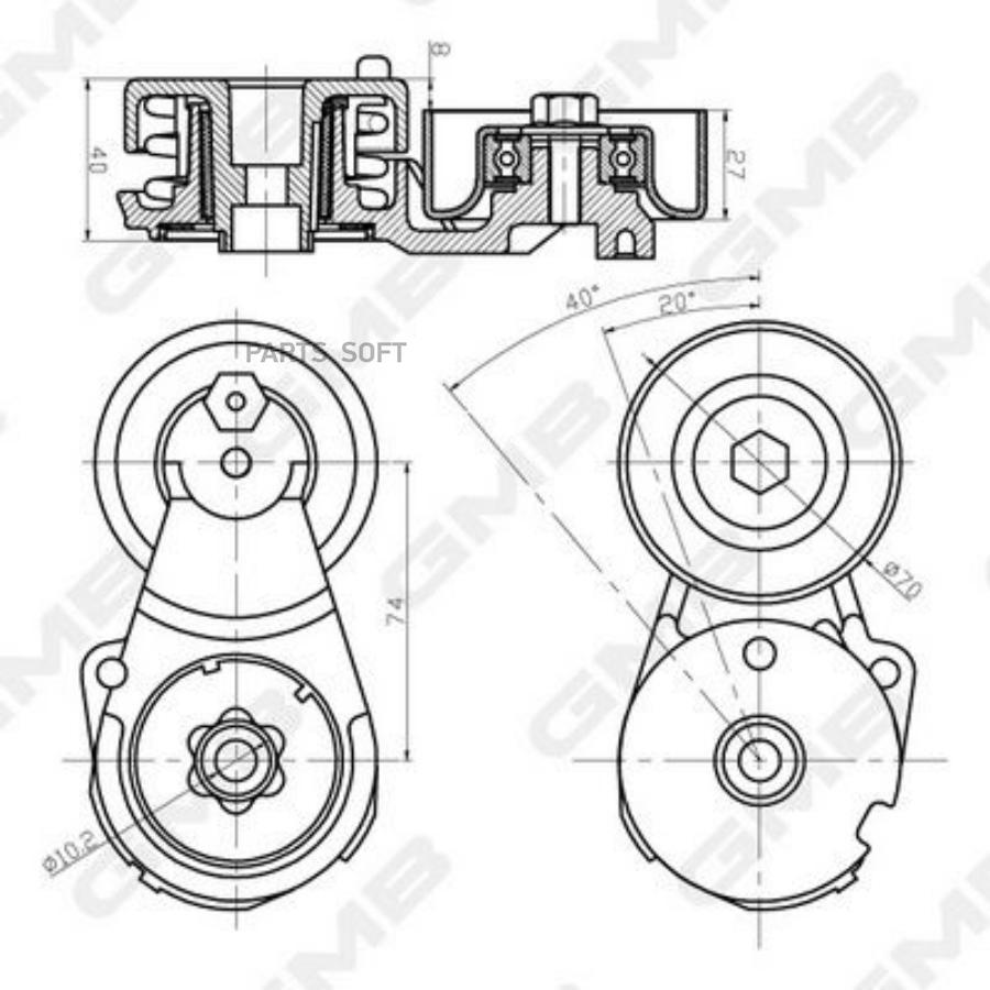 

Натяжитель Приводного Ремня Nissan Qashqai/X-Trail(T31) 2,0 07-/Tiida 1,8 07- GMB арт. GAT