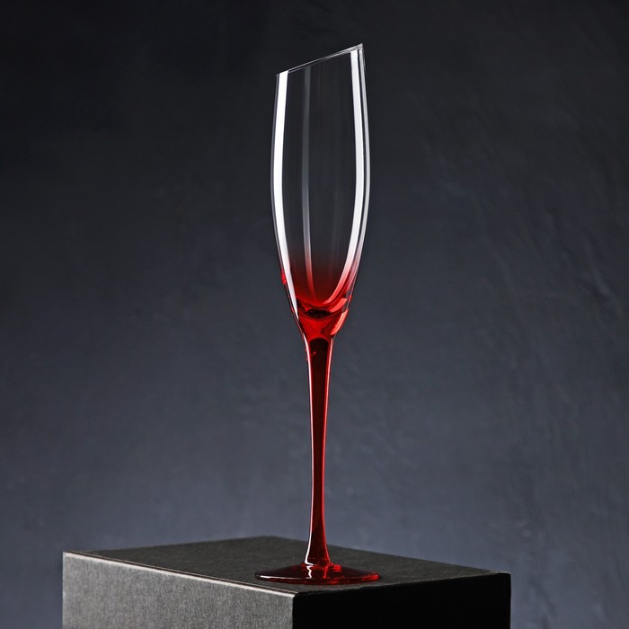 фото Бокал для шампанского magistro «иллюзия», 160 мл, 5,5?27,5 см, на красной ножке