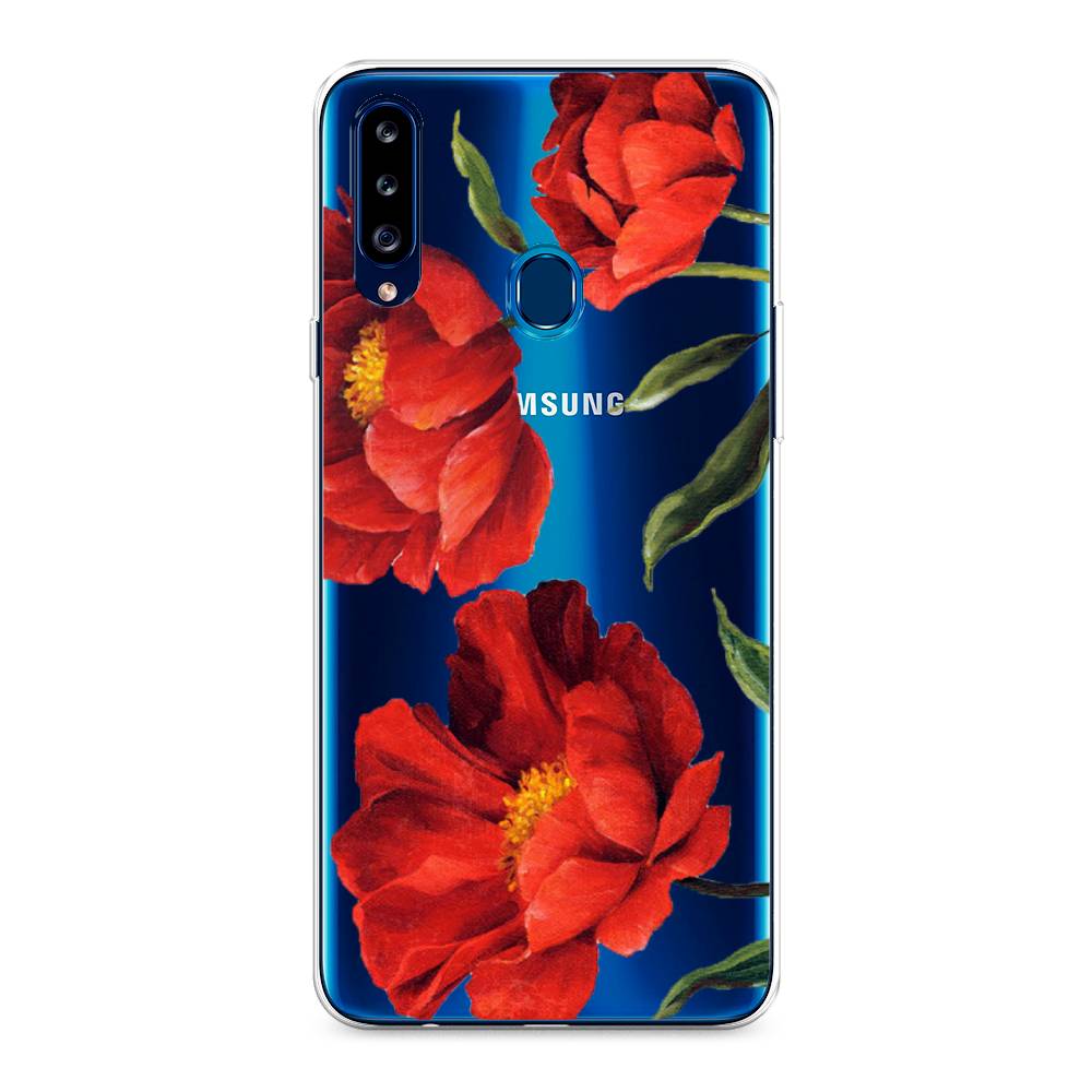 фото Силиконовый чехол "красные маки" на samsung galaxy a20s awog