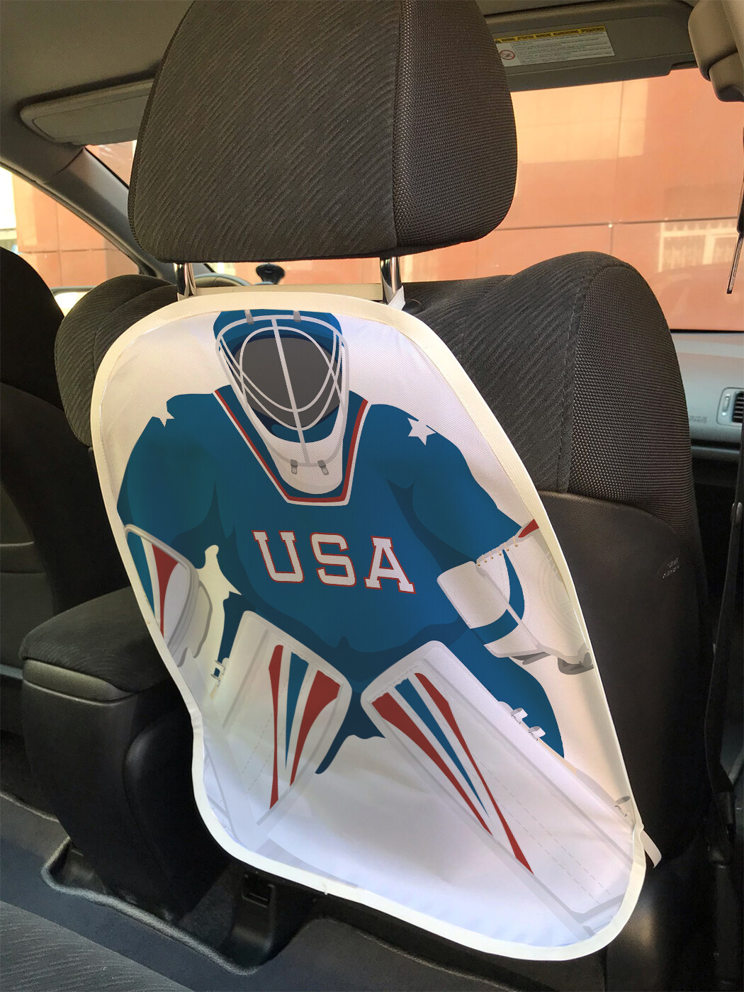 фото Накидка на спинку сиденья joyarty значек вратара хоккея сша, 45х62