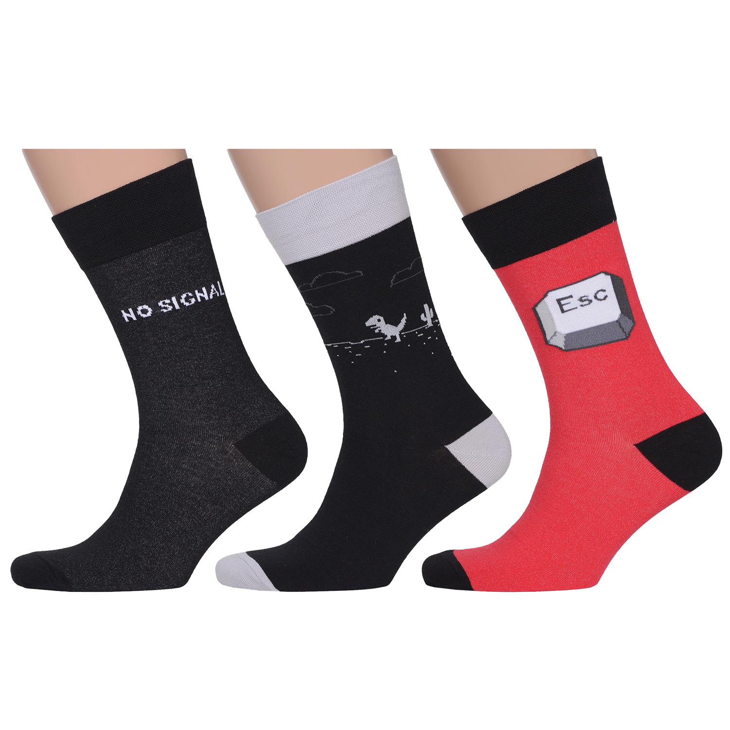 фото Комплект носков мужских moscowsocksclub msk3-м26 серых; черных; красных; белых 25