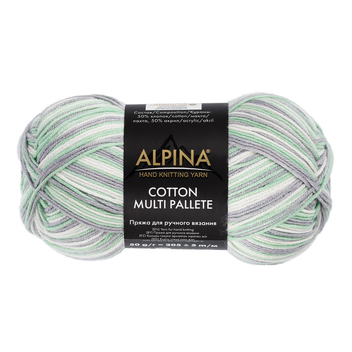 

Пряжа Alpina "COTTON MULTI PALLETE" 50% хлопок, 50% акрил 5 шт. х 50 г 205 м 5 м №04 белый