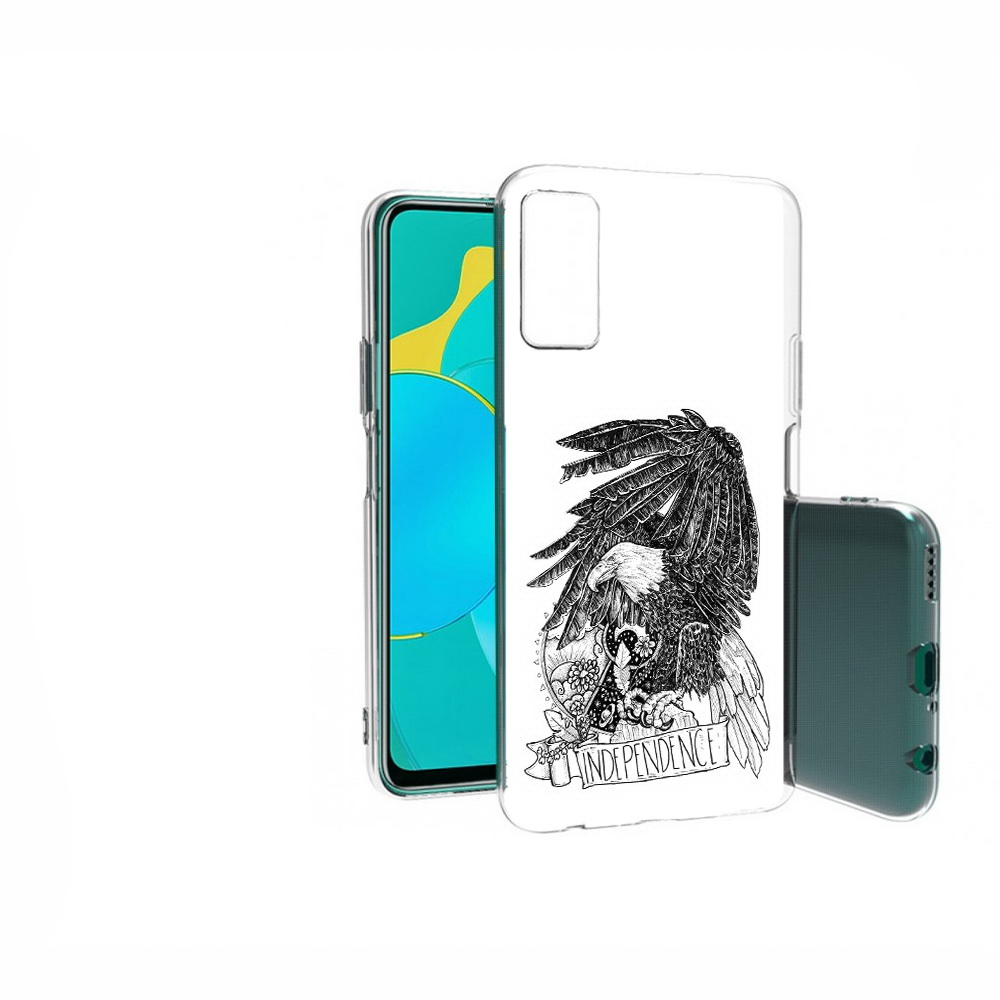

Чехол MyPads Tocco для Huawei Honor 30S черно белый сокол, Прозрачный, Tocco