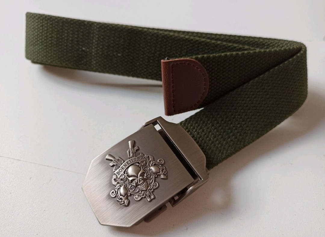 

Ремень тактический брючный с пряжкой с черепом Born Killer зеленый, размер m, длина 120 см