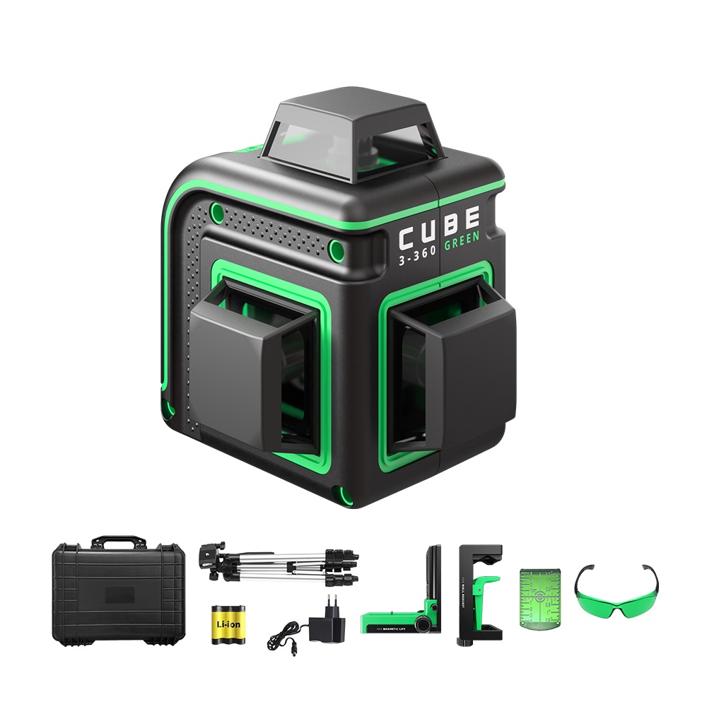 Лазерный уровень ADA CUBE 3-360 GREEN Ultimate Edition построитель лазерный 1 5 5 мм м 30 м самовыравнивание со штативом ресанта green 61 10 528