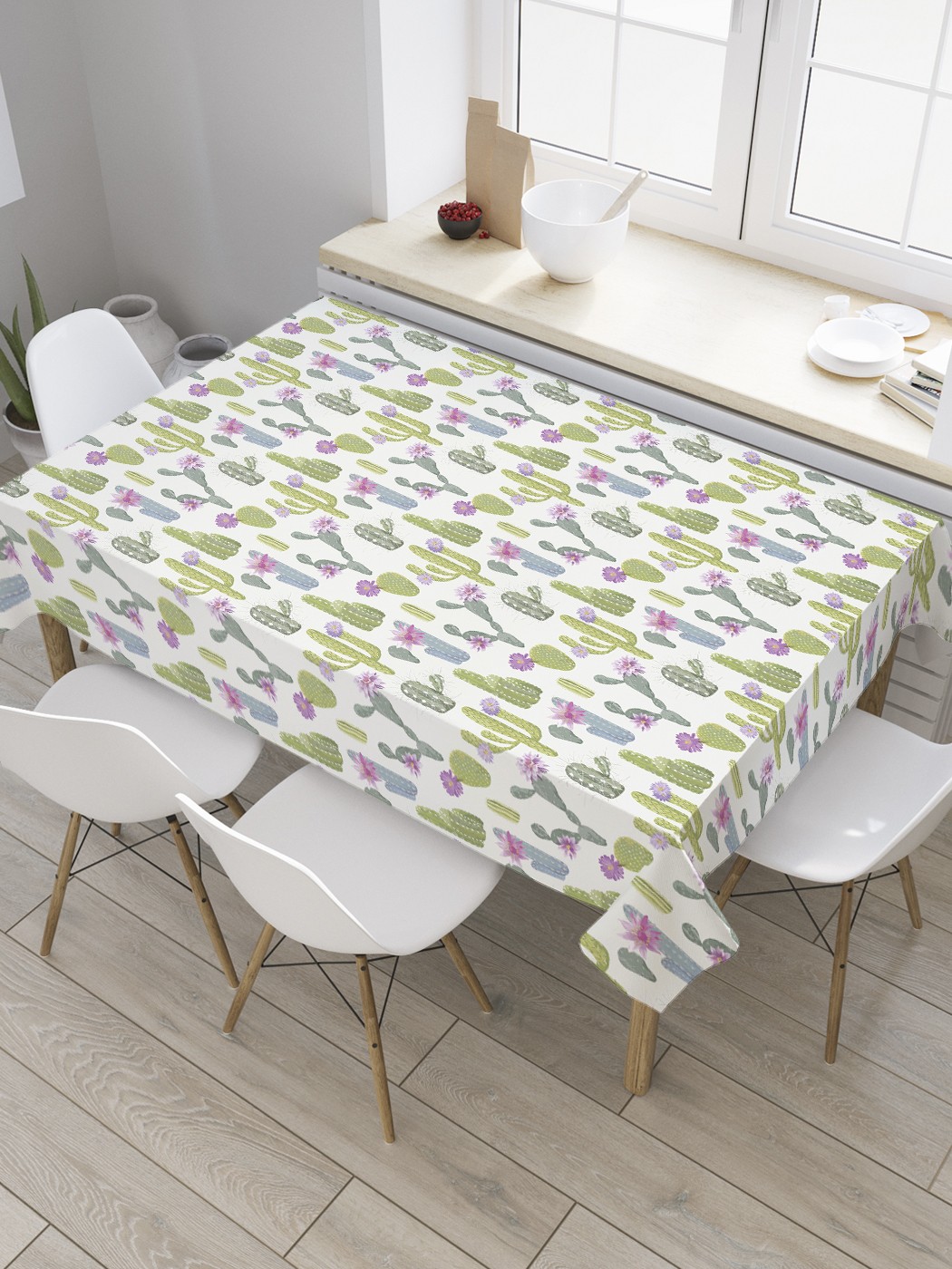 

Скатерть прямоугольная JoyArty "Разновидности кактусов" из сатена, 120x145 см, Фиолетовый, Разновидности кактусов