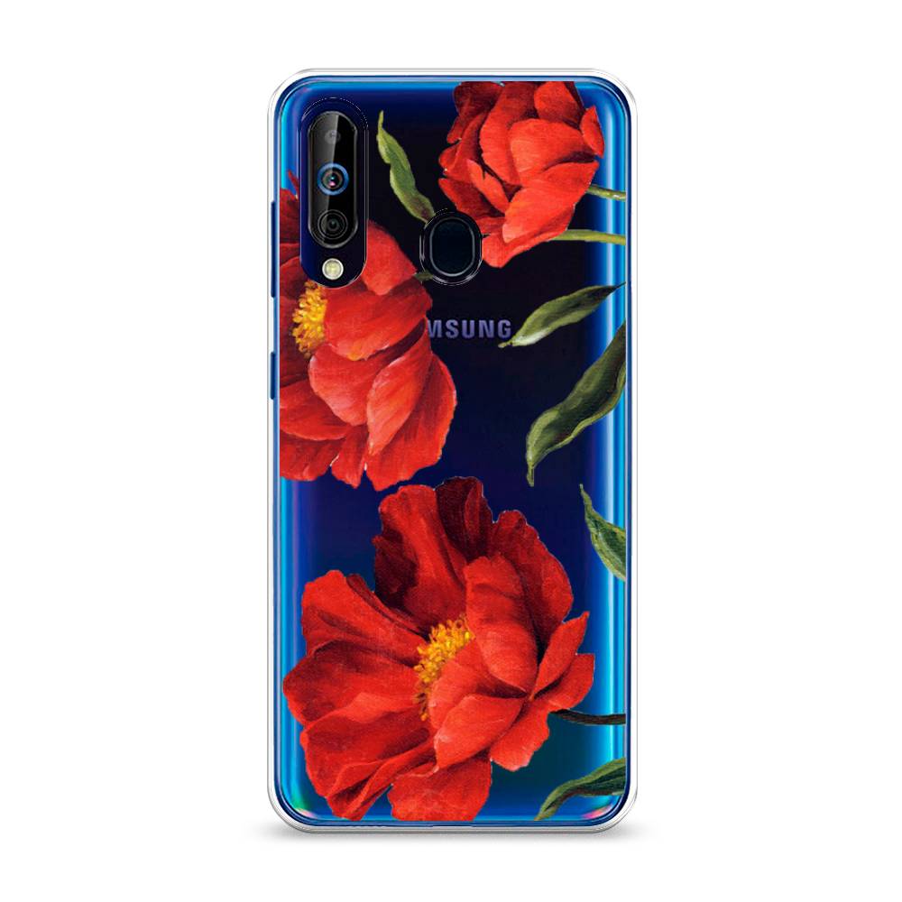 фото Силиконовый чехол "красные маки" на samsung galaxy a60 awog