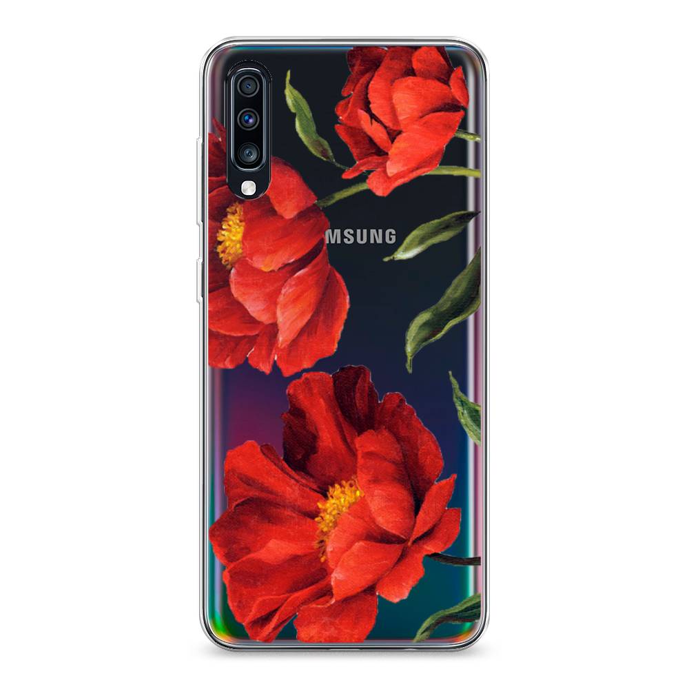 фото Силиконовый чехол "красные маки" на samsung galaxy a70 awog