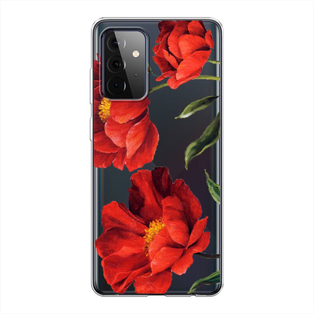 фото Силиконовый чехол "красные маки" на samsung galaxy a72 awog