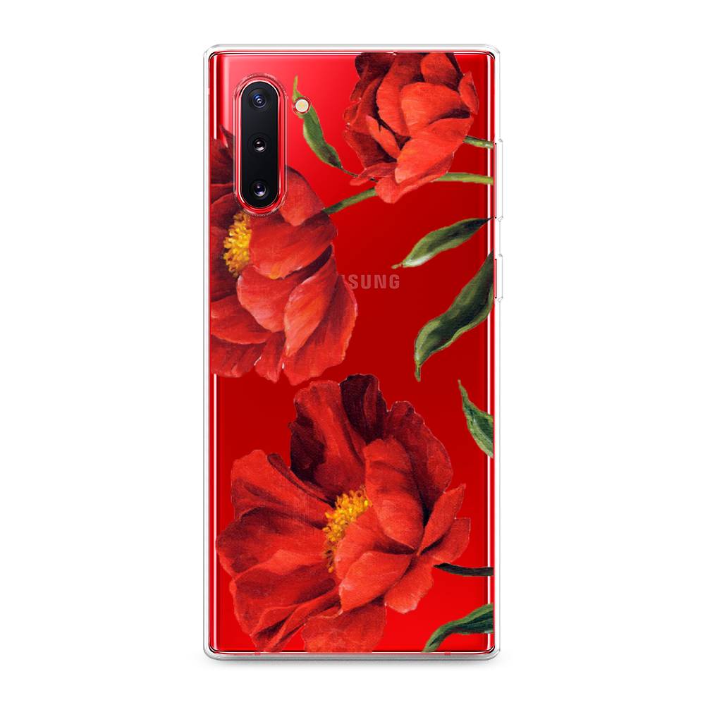 фото Силиконовый чехол "красные маки" на samsung galaxy note 10 awog