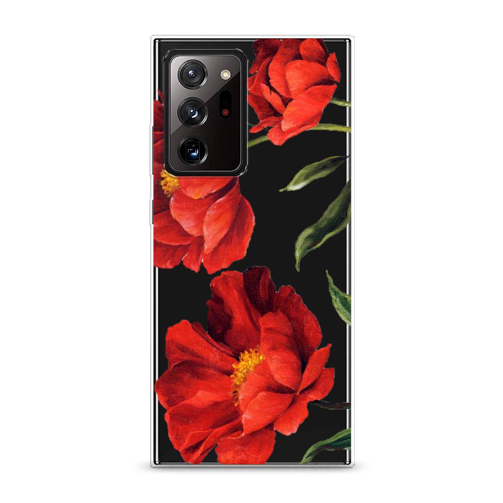 фото Силиконовый чехол "красные маки" на samsung galaxy note 20 ultra awog